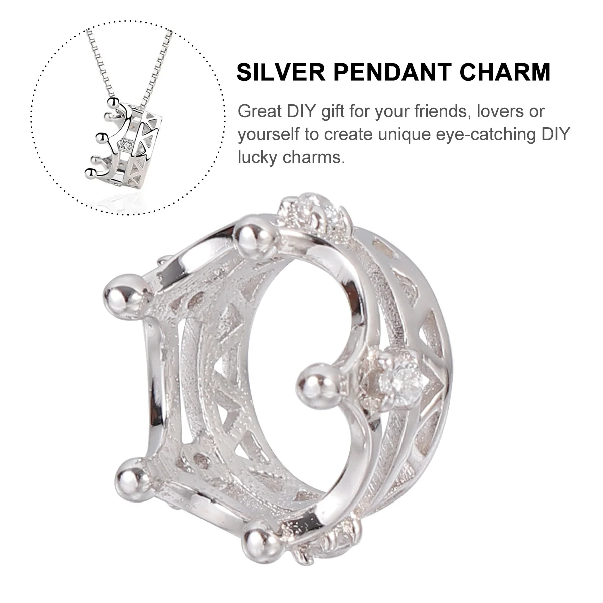 

Корона, кулон, ювелирный аксессуар, платиновое покрытие, без цепочки, серебряная корона, подвеска для изготовления ожерелья своими руками, детали ювелирных изделий для рукоделия