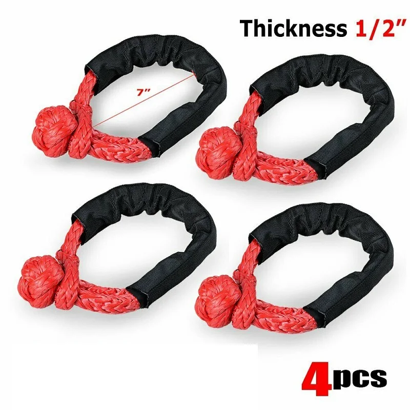 

1/2" Soft Shackle Rope Synthetic Fiber Tow Recovery Strap 43,000LBs Knotted Ropes Rescue Tool Off-Road Accessories 5 Colors