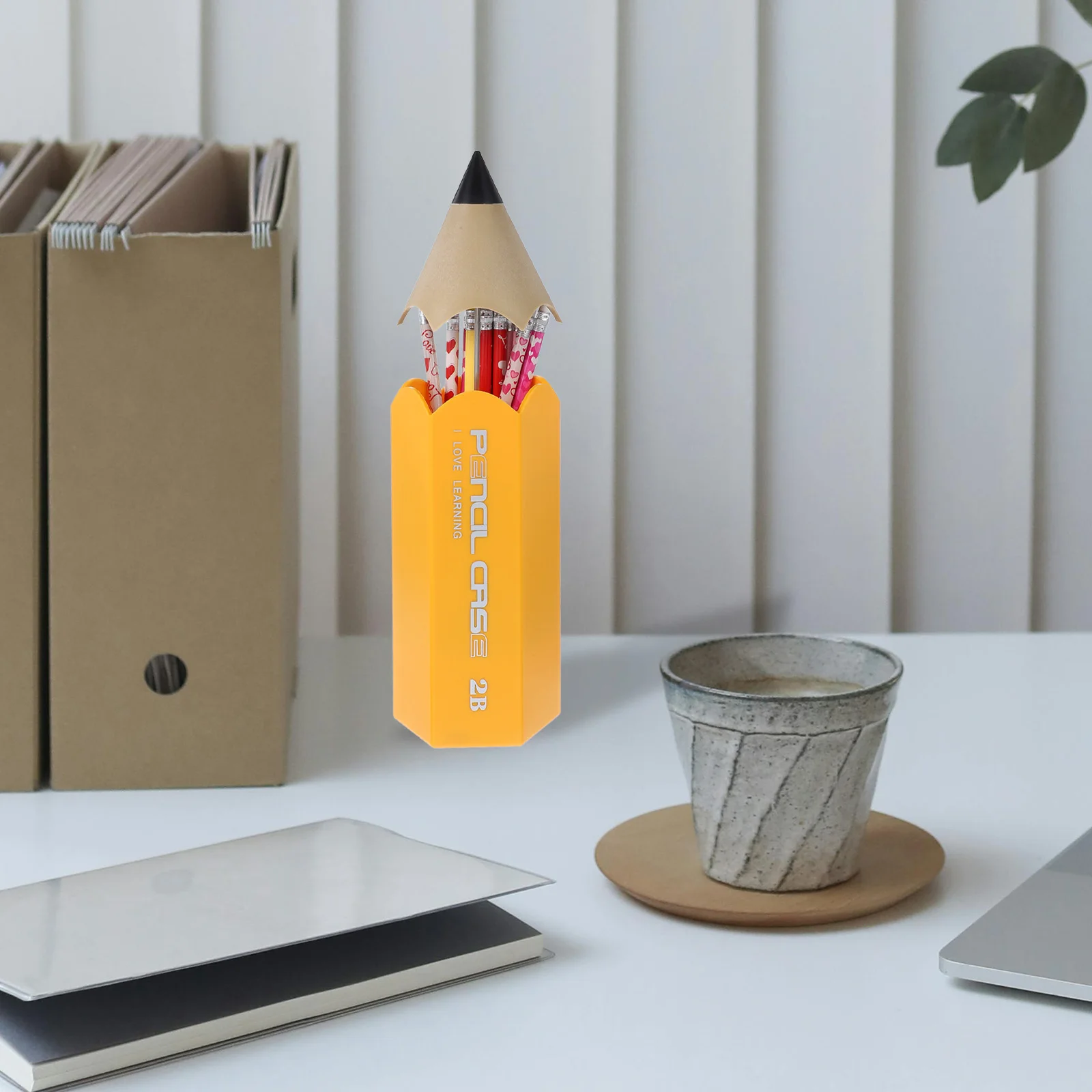 

Cute Pencil Shaped Pen Holder Desktop Storage Organizer Makeup Brush Container Cartoon Stationery Rack For Office Home