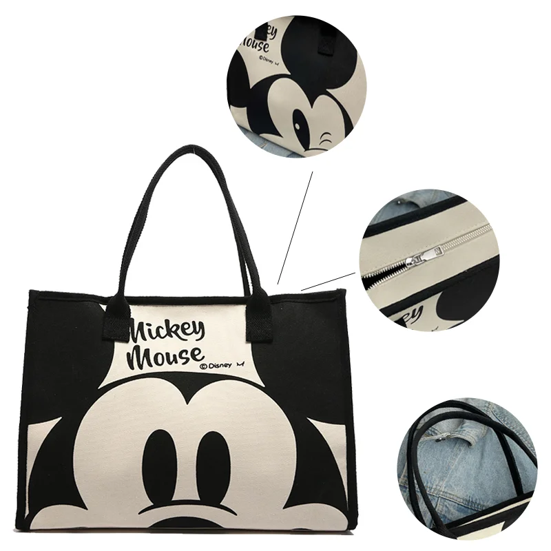 Disney Mickey Women's Large Capacity Shoulder Bag Korean Version Tote Handbag Fashionable Canvas Bag Daily Commuting image 4