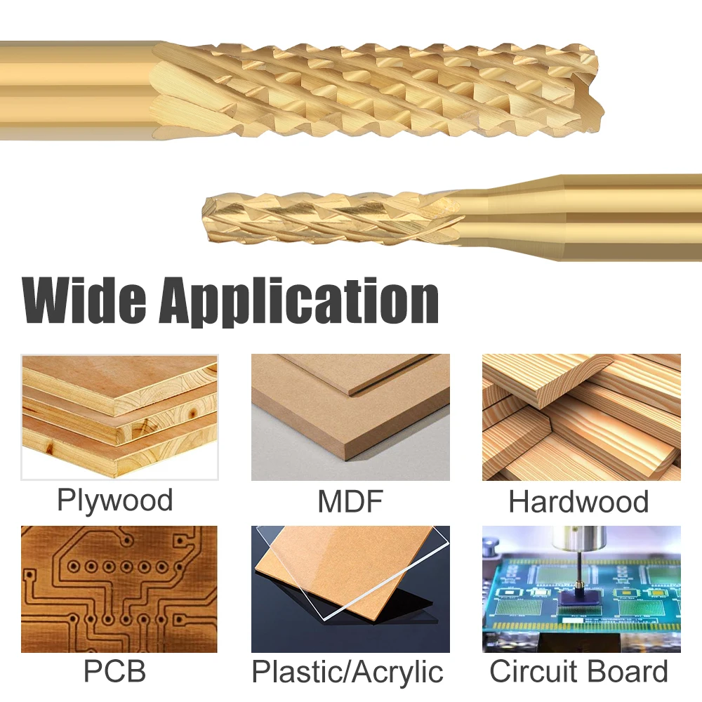 CMCP 1PC PCB Milling Cutter 1/8 Shank Carbide End Mill CNC Machining Router Bit for Woodworking Corn Mill