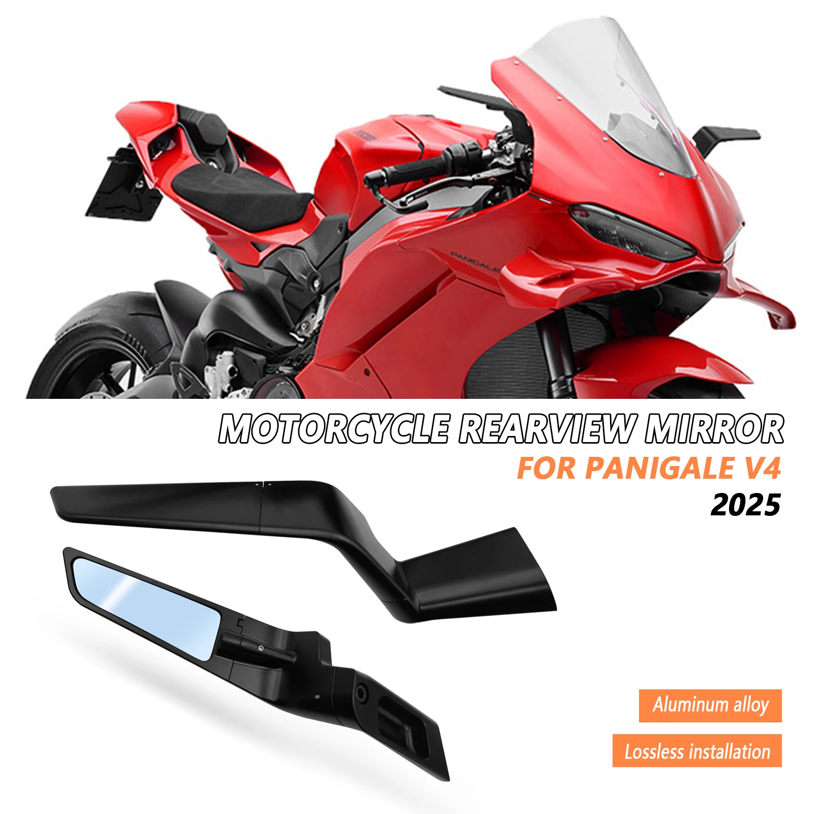 New Motorcycle Mirrors Stealth Winglets Mirrors Wing Mirrors For Ducati Panigale V4 Tricolore Panigale V4 Panigale V4S 2025