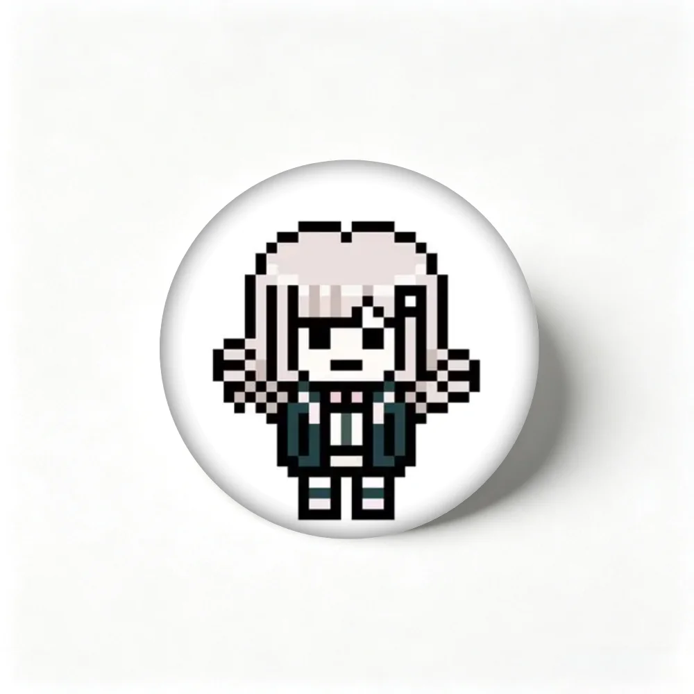 Danganronpa Nanami Chiaki Pixel Tinplate Badge Handmade Creative Brooch Pin, Anime Character Lapel Pin, Clothing Gift Accessory