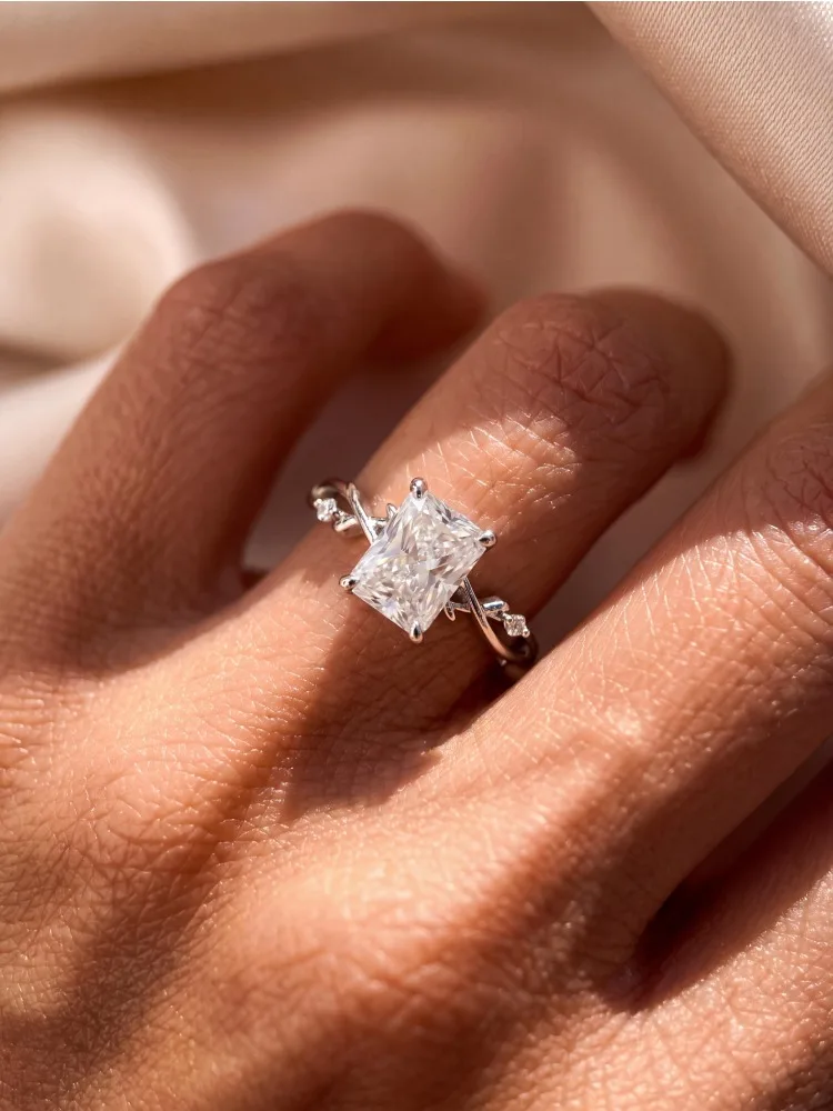 925 Sterling Silber Exquisiter 6*8mm Rechteckiger Zirkon-Ring für Damen, Verlobung, Hochzeit, Jahrestag, Hochwertiger Edel-Schmuck – Detail 5