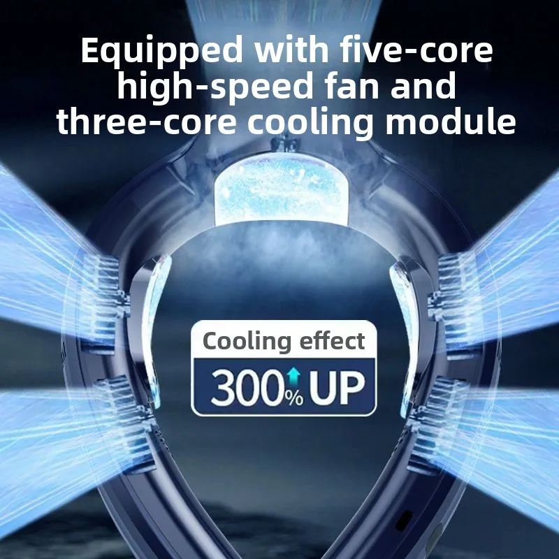Bladeless Neck Fan with 5-Core Airflow, USB Mini Cooler for Outdoor Summer Heat Relief