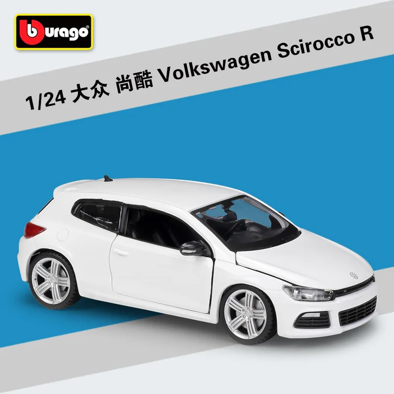 Bburago-modelo de coche de aleación de simulación blanca, 1:24, Volkswagen Scirocco R, colecciona regalos de juguete