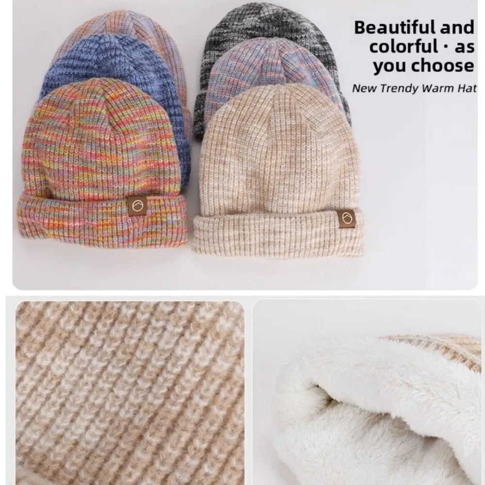 outdoor-winter-cap-gloves-scarf-set-knitted-thickened-women-skullcap-windproof-gradient-color-cycling-beanies