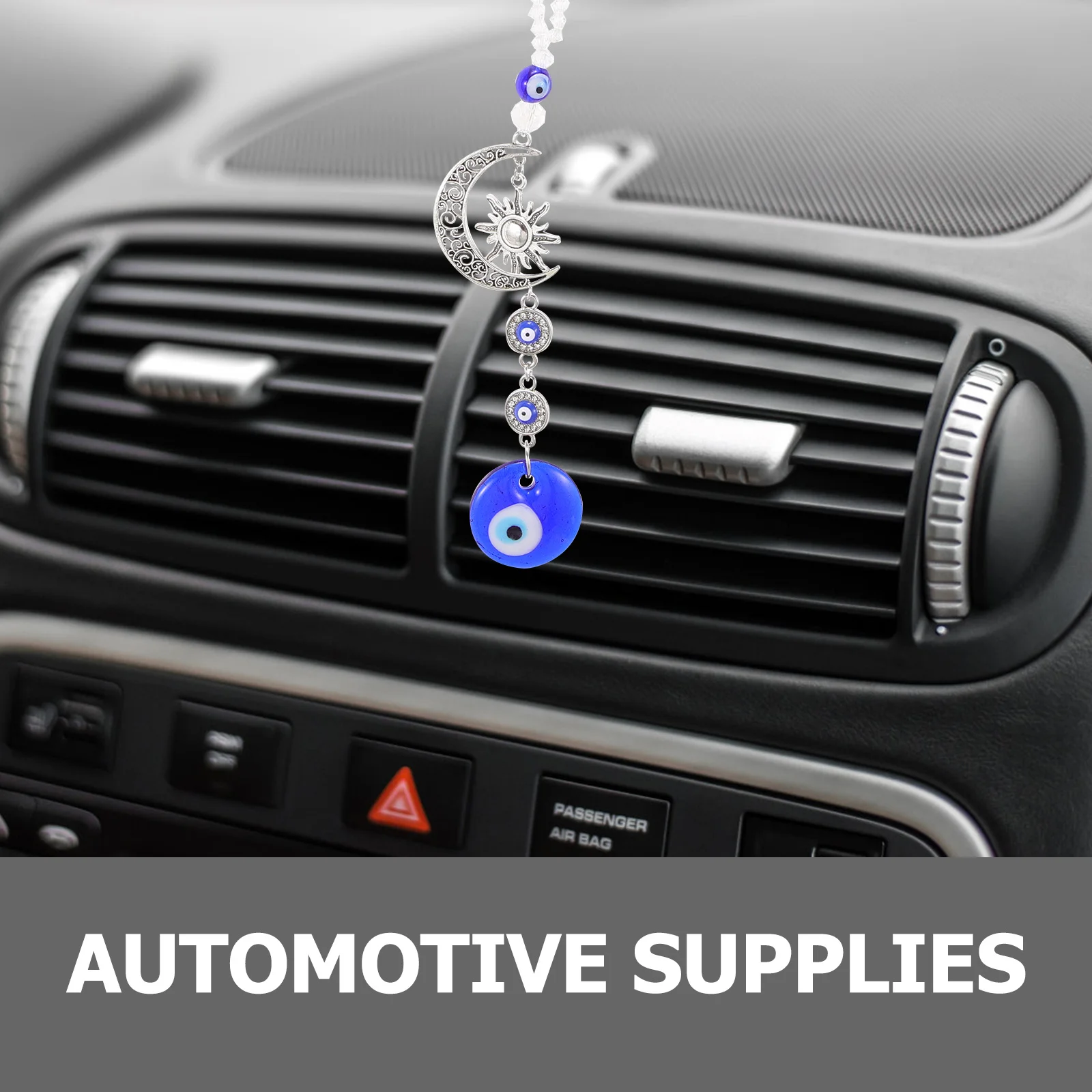 

Evil Eye Car Charm Alloy Crystal Hanging Ornament For Rear View Mirror Decor Car Accessories Auto Interior Stylish Pendant