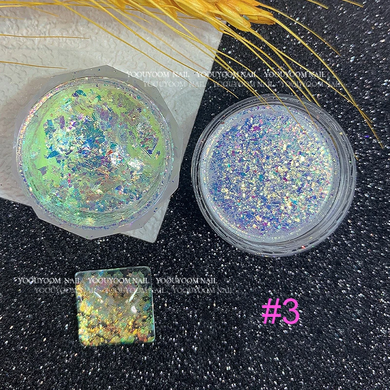 Polvo de lentejuelas para uñas, Ópalo Aurora, degradado ultrafino, cristal de hielo, nube de ensueño, polvo de brocado, polvo de Mica, decoración de uñas DIY, 1 caja