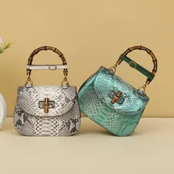 New Fashionable Women's Handbag Hand-held Bamboo Versatile Crossbody Bags Female Genuine Leather Handbags Woman Bags Top-handles