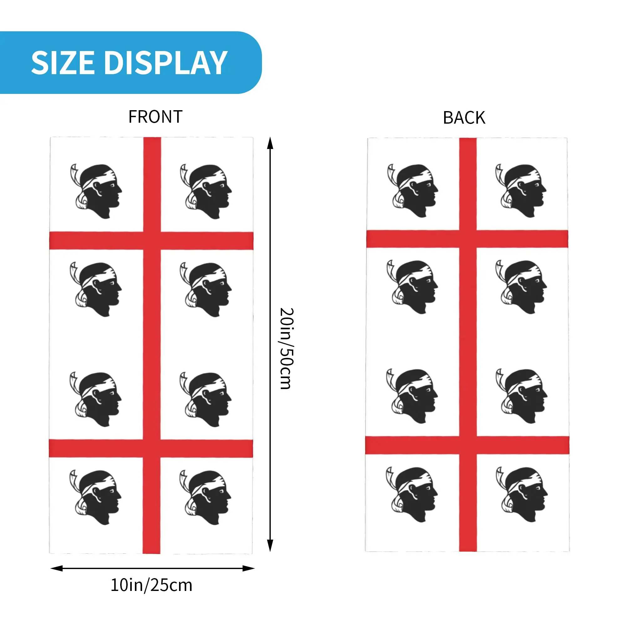 Custom Flag of Sardinia Bandana Neck Gaiter Windproof Face Scarf Cover Women Italy Sardegna Four Moors Headwear Tube Balaclava