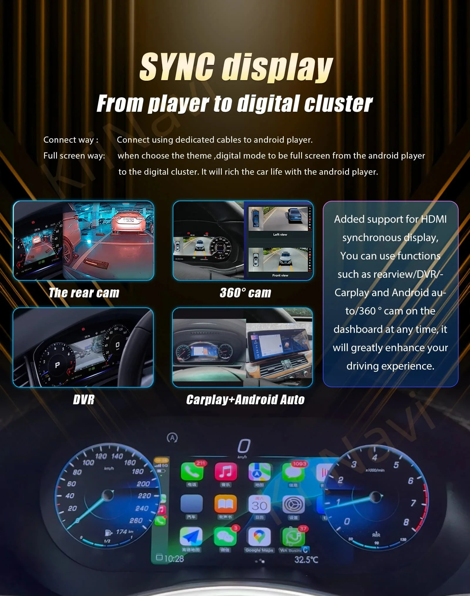 12.3Inch For Mercedes Benz V Class V260 V250 W447 2016 - 2022 LCD Digital Instrument Cluster Speedometer Upgrade Smart Dashboard