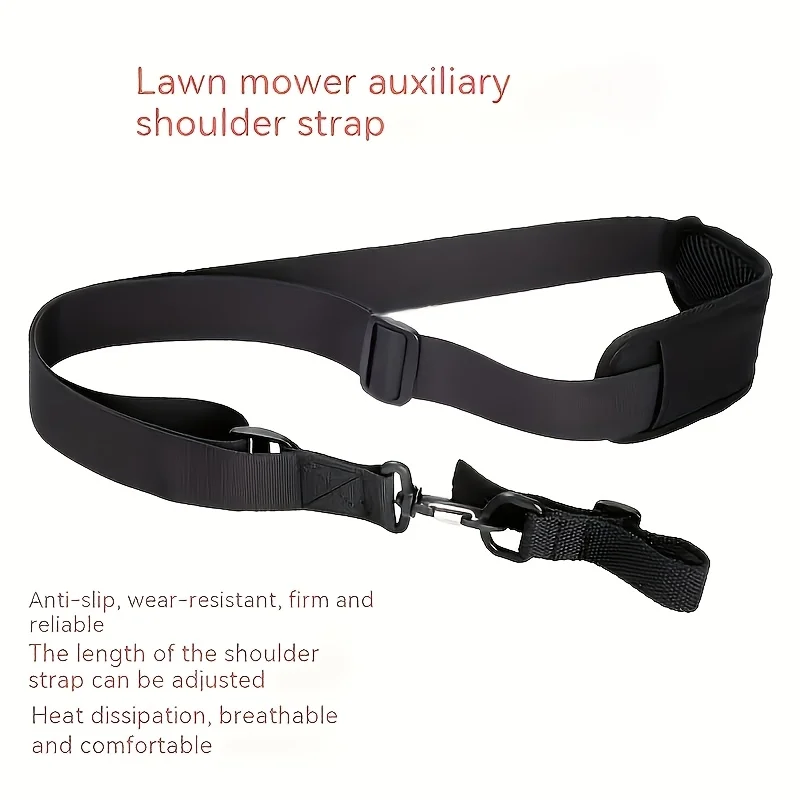 2 Adjustable Lawn Mower Straps, Equipped with Ergonomic Shoulder Straps And Metal Clips - Durable Fabric Back Support