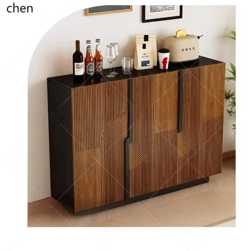 

HYS Solid Wood Sideboard Wall-Mounted Integrated Storage Cabinet Home Vintage Style High-End Tea Cabinet