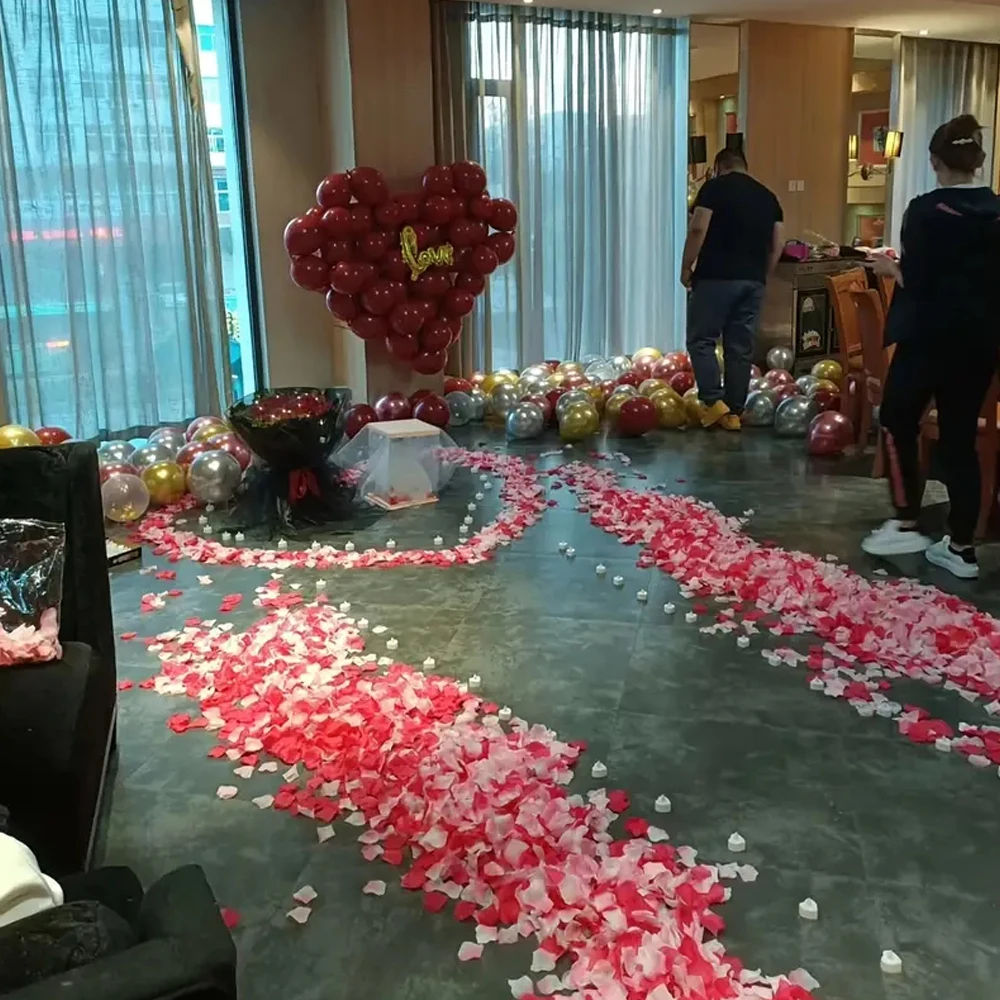 100-10000pcs künstliche gefälschte Rosen blätter bunte rote Weißgold rosen Blüten blätter Blumen für romantische Hochzeits feier Valentinstag Dekor – Detail 11