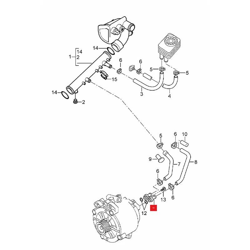 Für Porsche Cayenne 9PA 2003–2010 Warmluft-Wasserrohr der Doppelrohrschnittstelle 95510613300 7L0121133 955 106 133 00 7L0 121 133