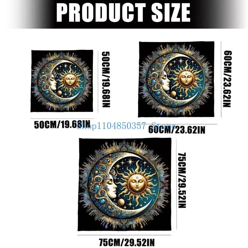 5asd الشمس القمر التارو مفرش المائدة علم التنجيم السحر سطح السفينة القماش الديكور