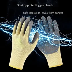 Gants Isolants Anti-Électricité en Caoutchouc pour Électricien, Protection de Sécurité, Travail, 400V