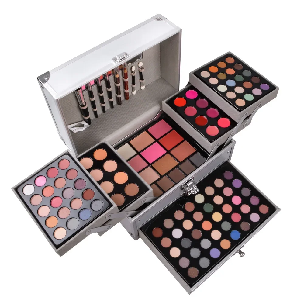 Scatola di trucco professionale Kit completo Set di Kit cosmetici Palette di ombretti lucidalabbra rossetto pennello correttore per Set regalo donna