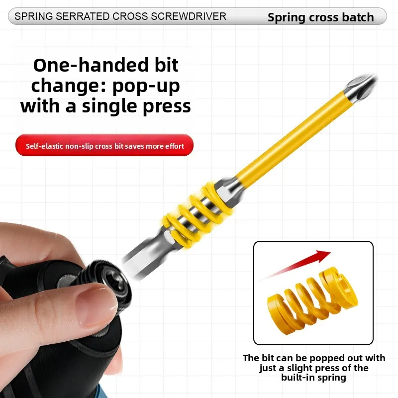 1PC Spring Screwdriver Bits Magnetic PH2 Driver Screw Anti-slip 60/90/110mm 1/4'' Hex Shank Drill Head Electric Repair Tool