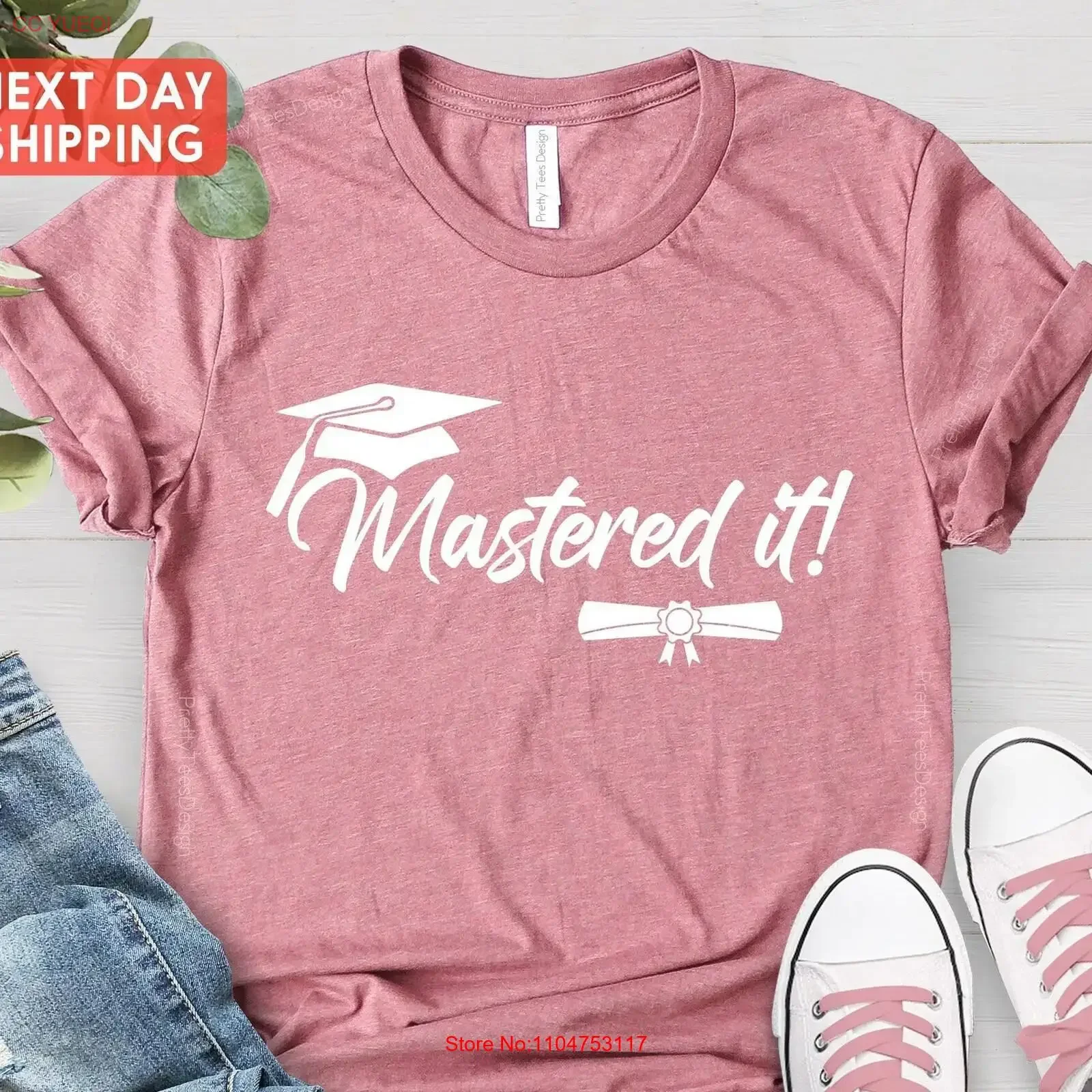 Maglietta Mastered It Masters Per Laureati, Laurea Universitaria, Vintage, Effetto Lavato, Unisex, Grafica, Moda Casual-image