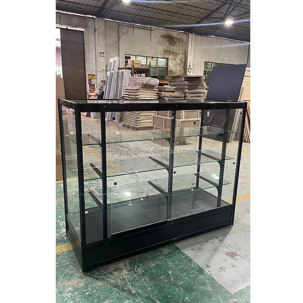 Custom.Cheap Glass Display Showcase Cabinet Display Case for Shop Lockable LED Light Smoke Shop Showcase