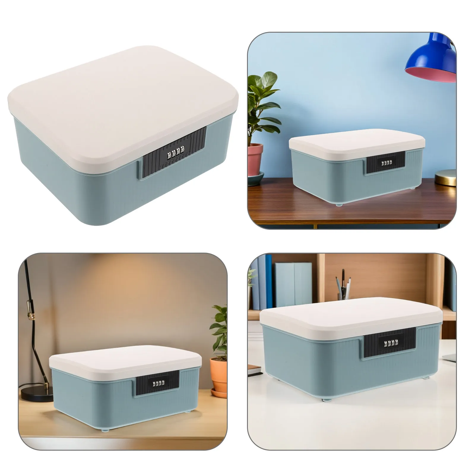 Lockable Combination Storage Box Plastic 9L Heavy-Duty Shockproof Secure Organizer Bin for Files Jewelry Valuables Document