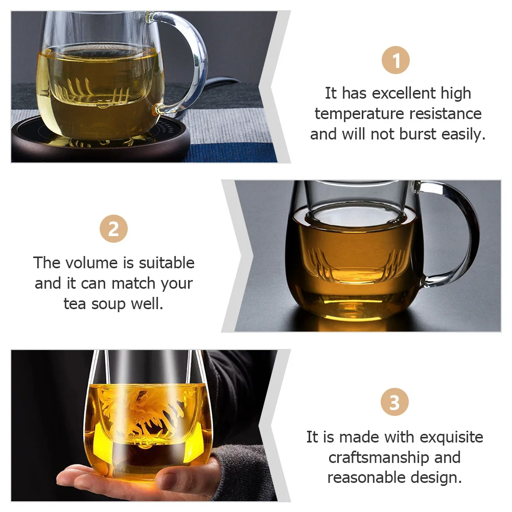 

1Set Glass Tea Pot with Fine Craftsmanship High Temperature Resistance Suitable for Most Teas Fast Filtering Ideal Gift for Tea