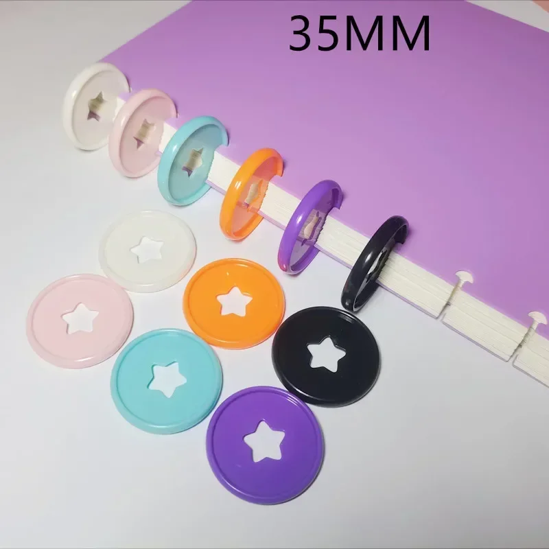 35MM 100PCS five-pointed star pattern mushroom hole binding disc loose-leaf notebook plastic ring binder