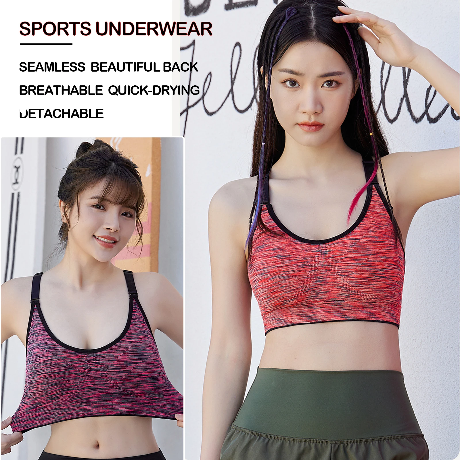 

IUSIBRALEA Sports Underwear No Underwire Bra for Women Girl Integrated Underwear Bra Cup Anti Shake/sagging Running Yoga Fitness