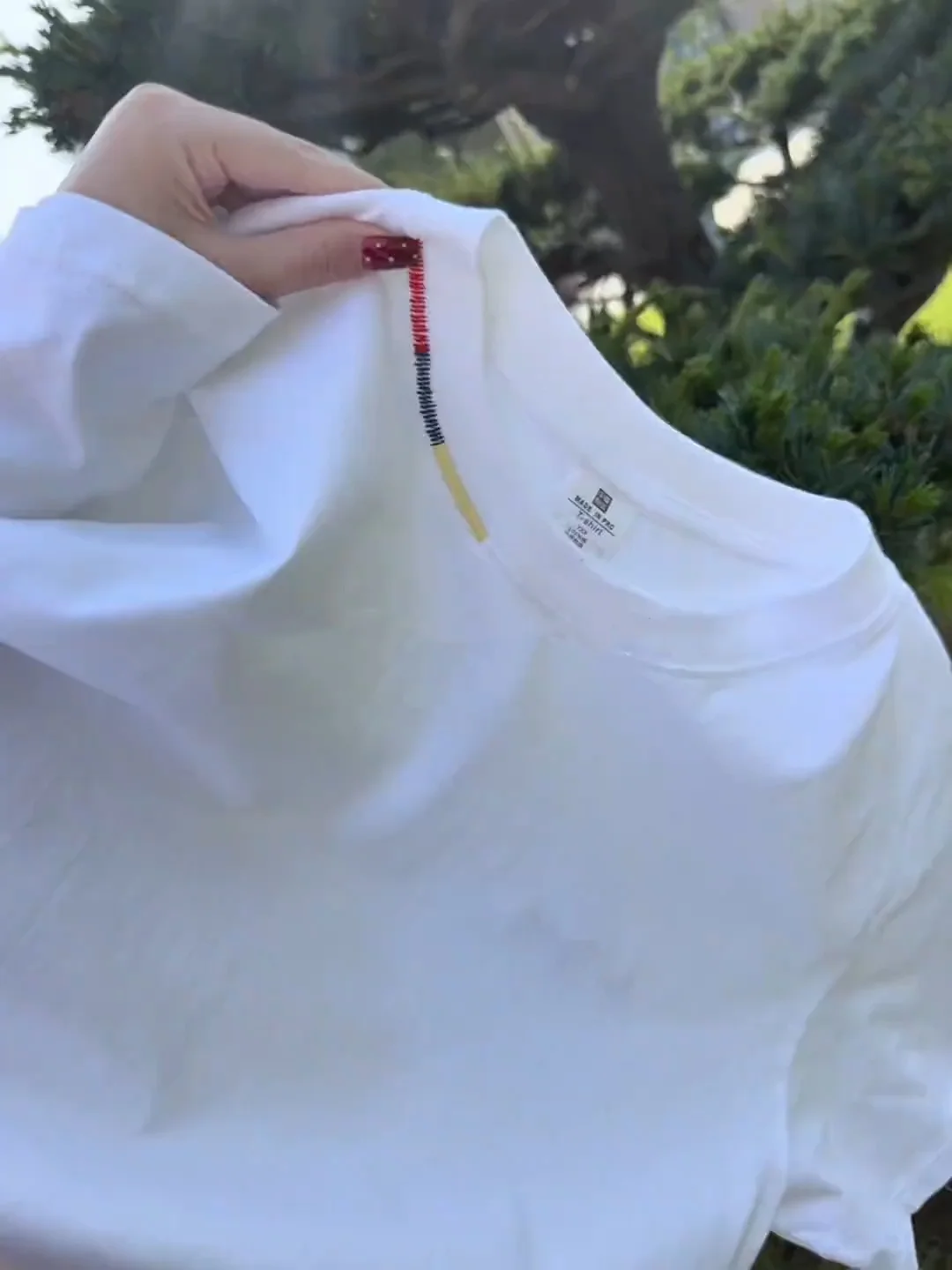 

White Pure Cotton Heavyweight Embroidered T-Shirt Men's Summer High-End Cleanfit Small Collar Shoulder-Length Short Sleeve