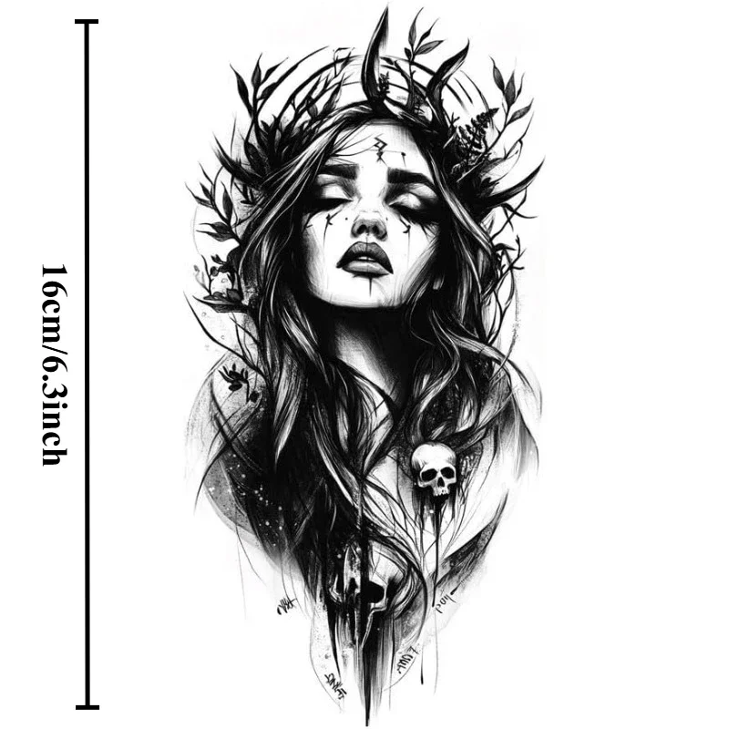 Horn Girl Skull Sticker 1PC Gothic Waterproof Vinyl Decal Car Motorcycle Window Laptop Halloween Dark Decor Gift