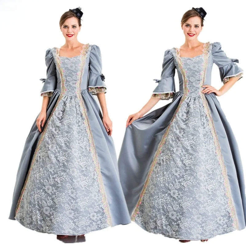 Nuevo Vestido Largo Medieval Vintage de Halloween, Disfraz de Princesa, Ropa Formal de Dama Reina, 100% Fibra de Poliéster
