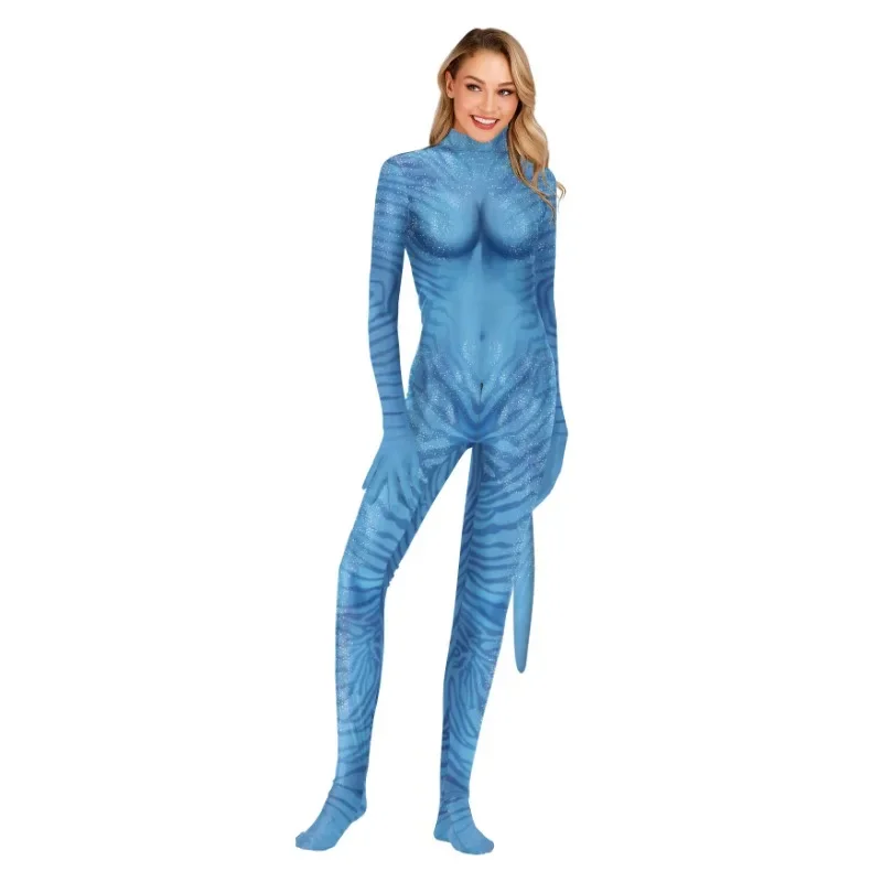 Movie Avatar Petsuit Full Cover Animal Costume Adult Halloween Carnival Purim Holiday Party Clothes with Tail Zentai Suit