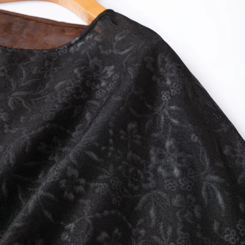 Birdtree, 100% Real Silk Reversible Tshirt, O-neck Raglan Sleeve Tops, Women Hand-woven Luo Xiangyunsha Shirt, 2026 New T66704JF