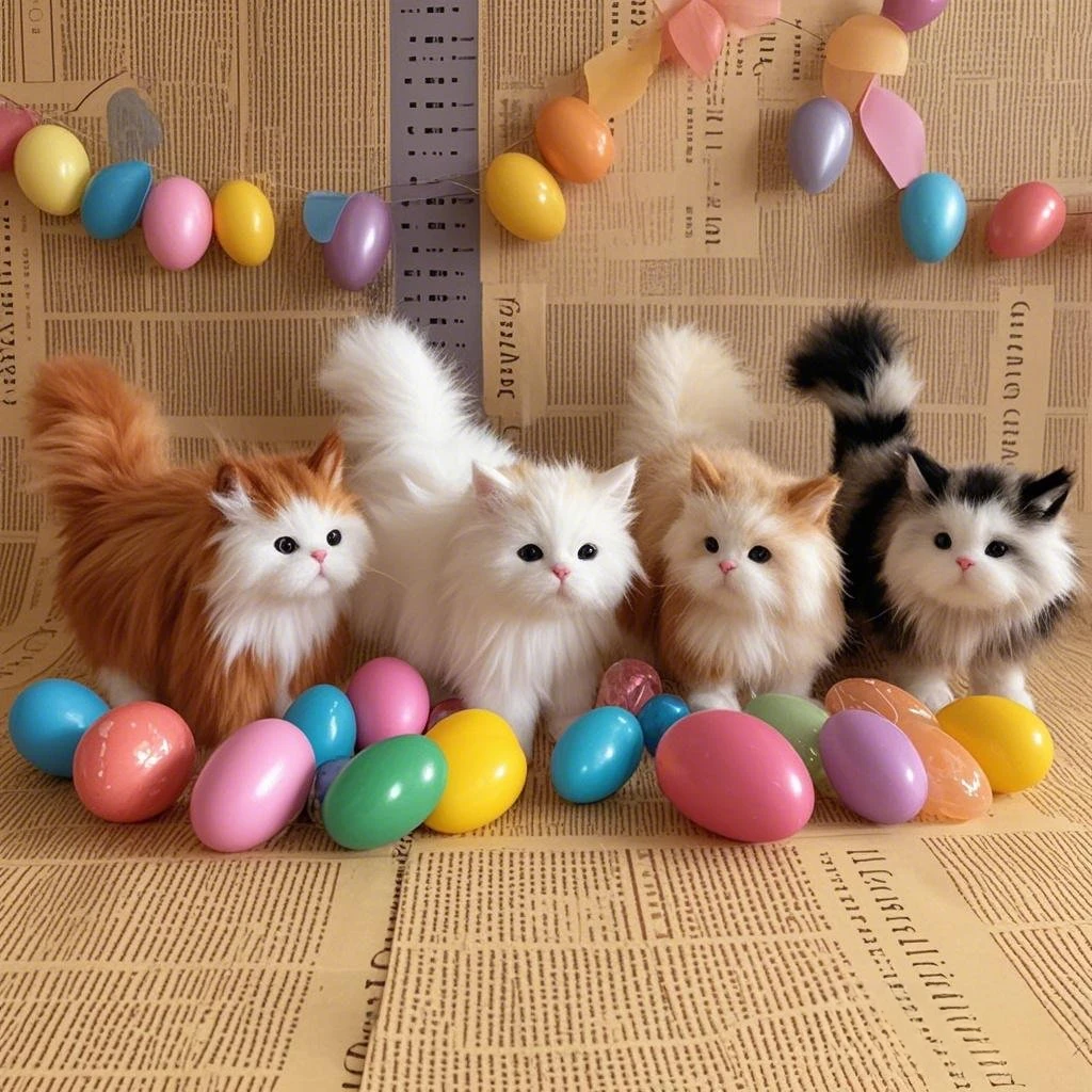 

Cute Simulation Cat Plush Toys Soft Stuffed Kitten Model Fake Cat Realist Animals For Kids Girls Birthday Valentine's Day Gift