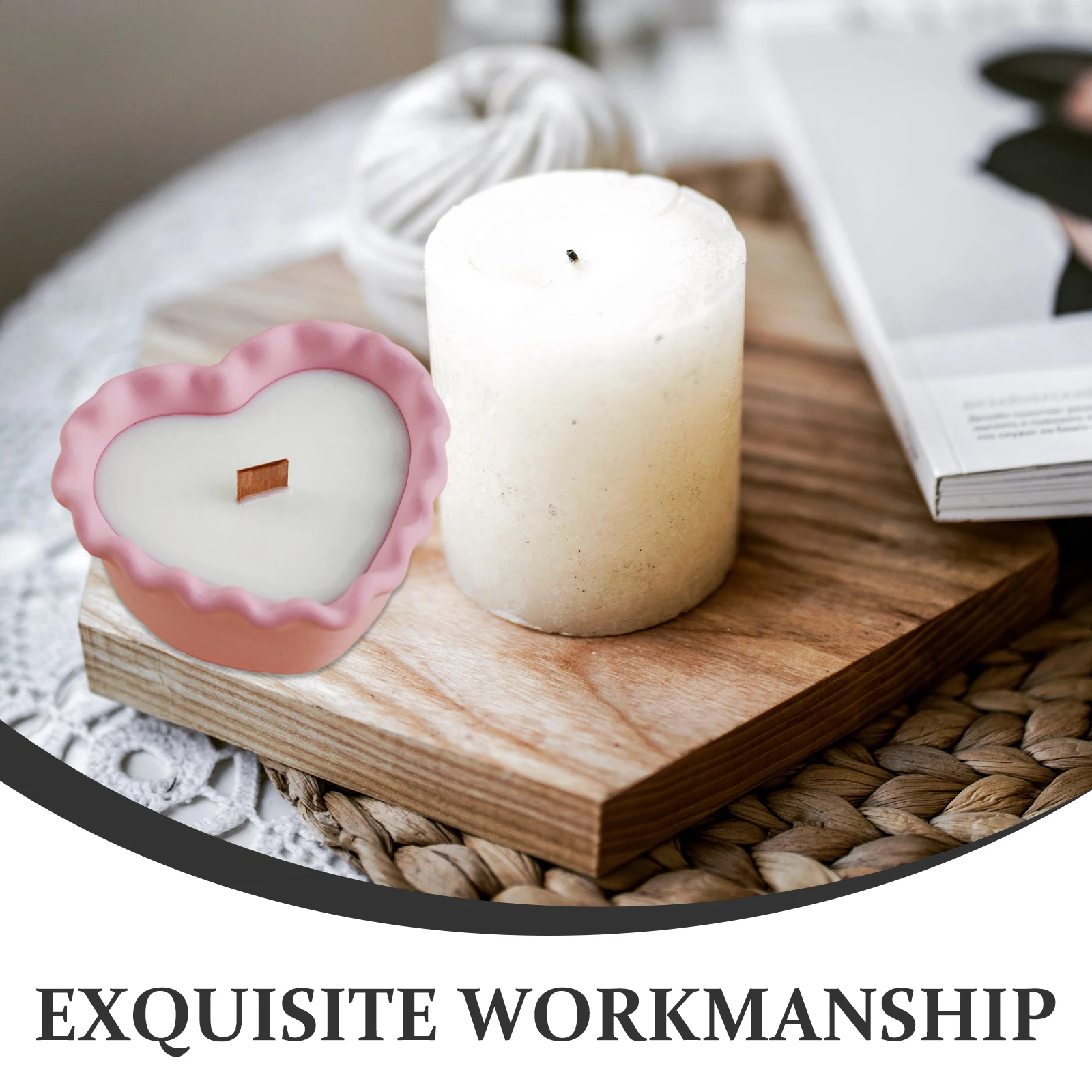 

2Pcs Heart Shaped Silicone Molds for Wax Crafting Aroma Candles Handicrafts Heart Silicone Molds Making Tools