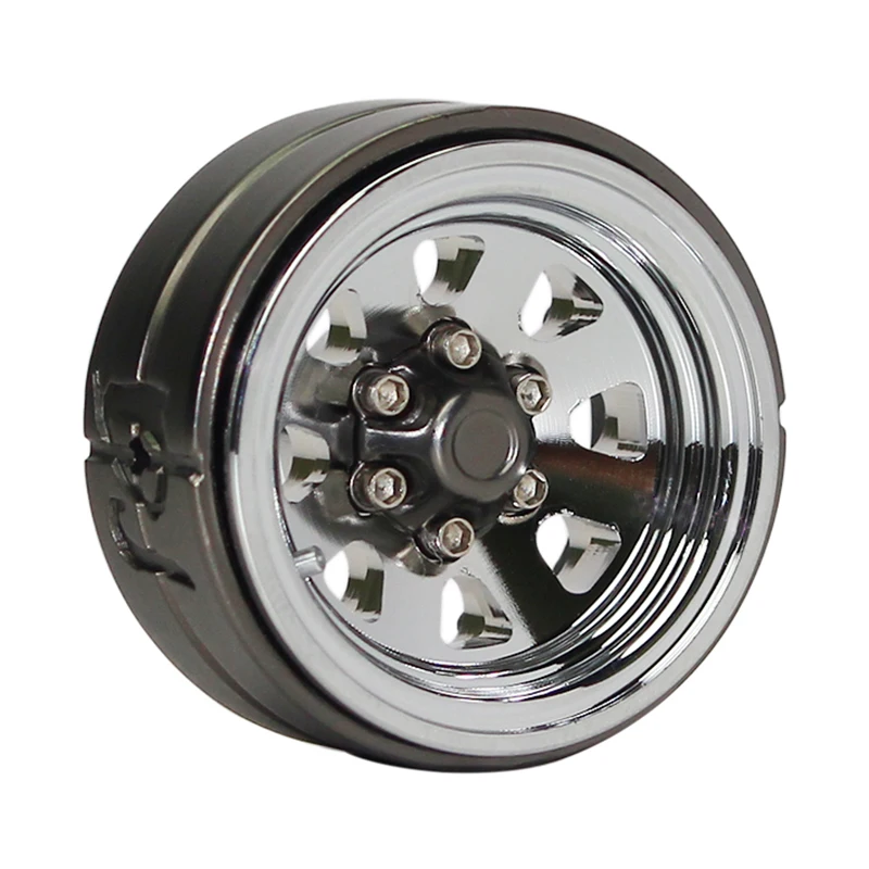 DJ 1.3in 8-Spoke Retro Wheels Beadlock Deep Dish Bright Silver 1.3