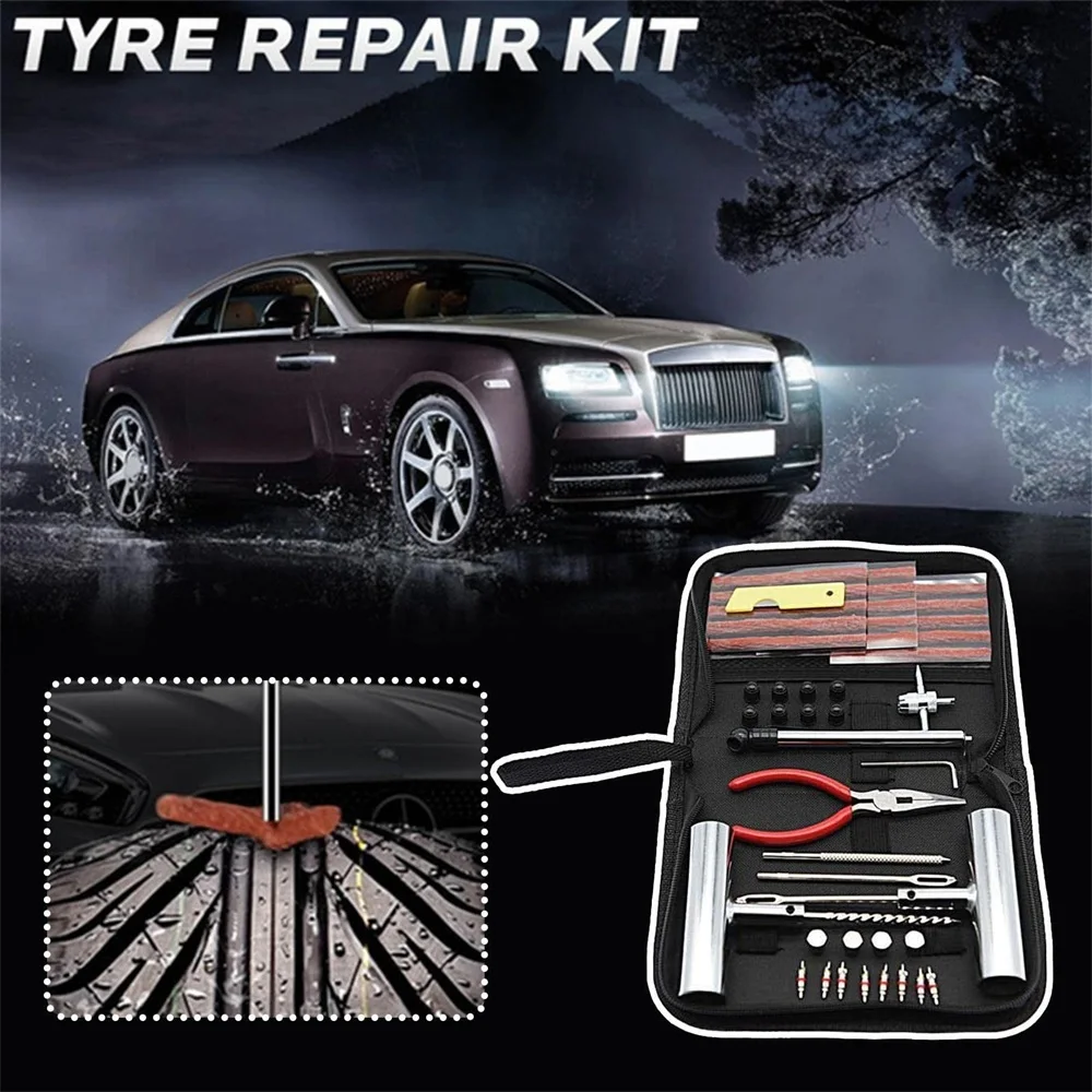 46/62 Pcs Set Car Tire Repair Tool Tire Repair Kit Studding Tool Set Auto Bike Tire Repair Puncture Plug Garage Car Accessories