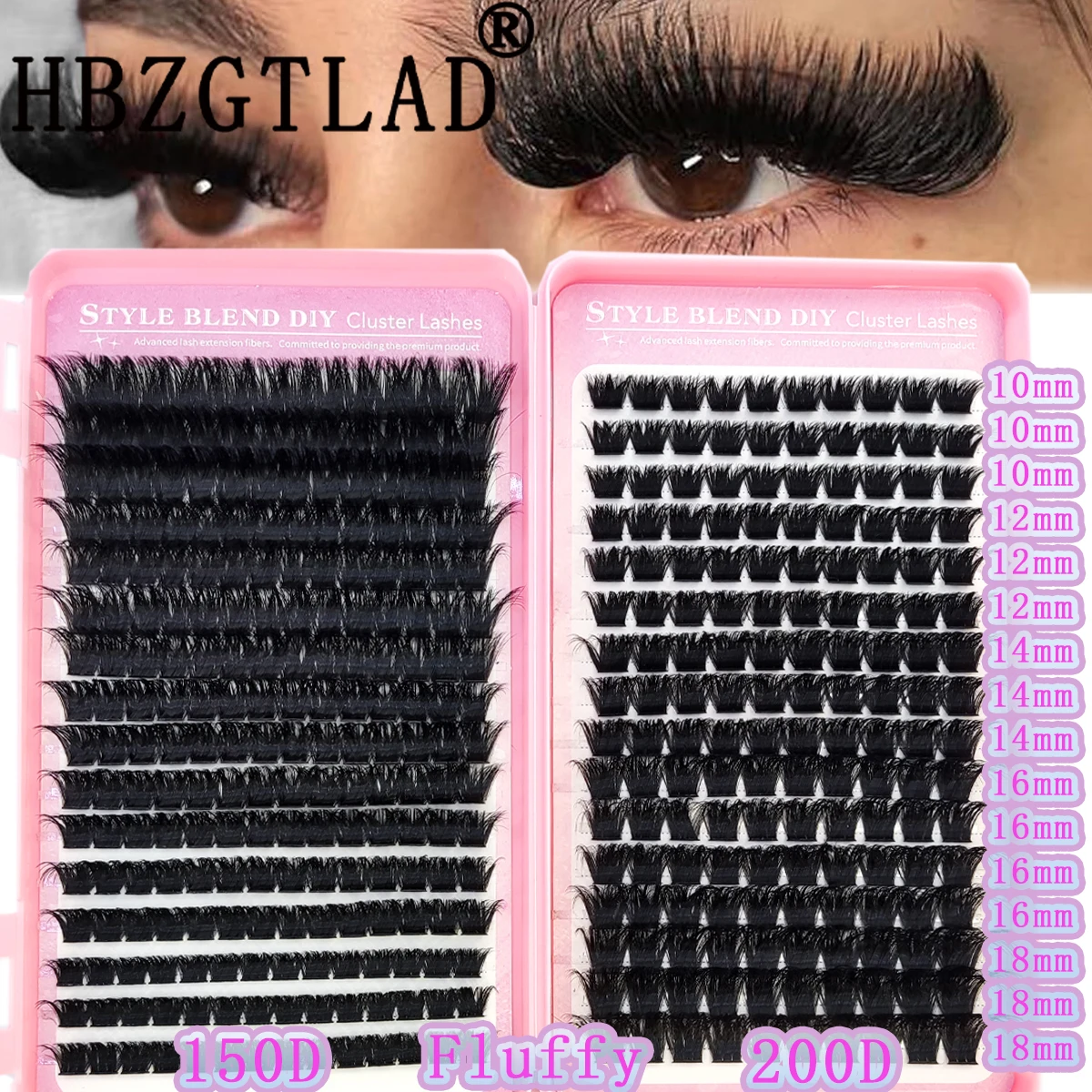 60D/80D/100D/150D/200D Lashes Cluster 5D Fluffy Thick Eyelash Extension Kit Volume Mixed Tray Faux Mink Lashes Lash Extension Ma