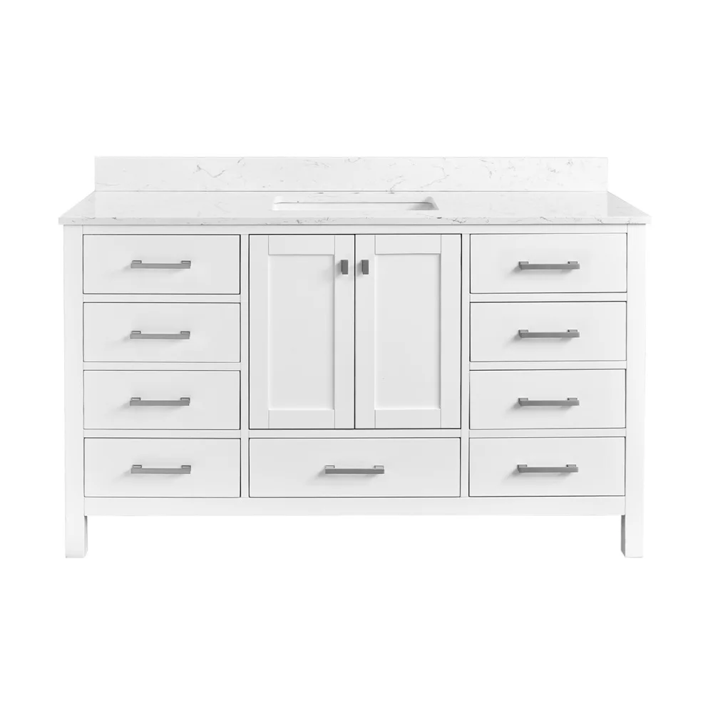 

Тумба для ванной 54 дюйма, с каркасом из массива дерева, отдельно стоящая, с раковиной, белая