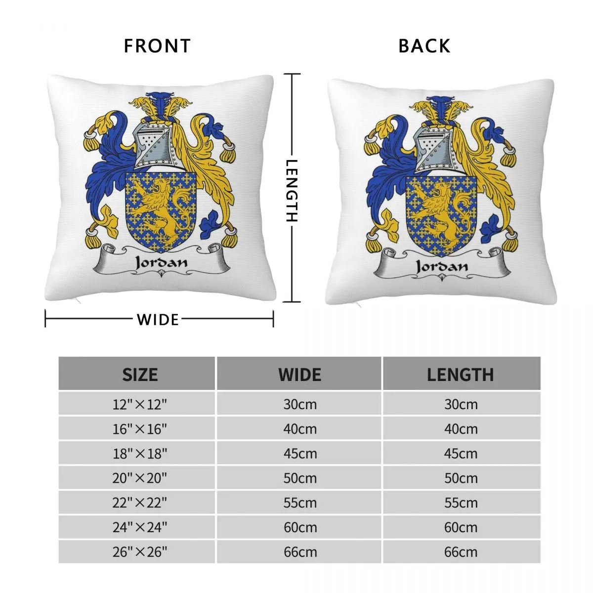 Jordan Coat Of Arms Crest Square Pillowcase Polyester Linen Velvet Printed Zip Decor Room Cushion Cover