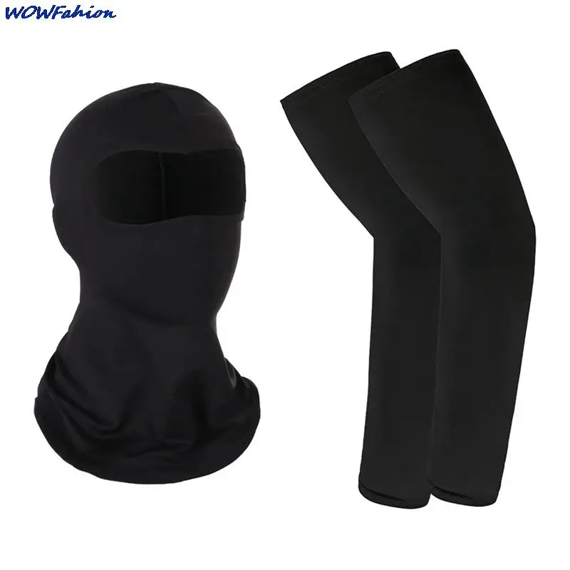 Dust Balaclava Mask with Sleeves Riding Single-Hole Headgear Hat Windproof Outdoor Riding Headgear Face Mask Arm Warmers Set