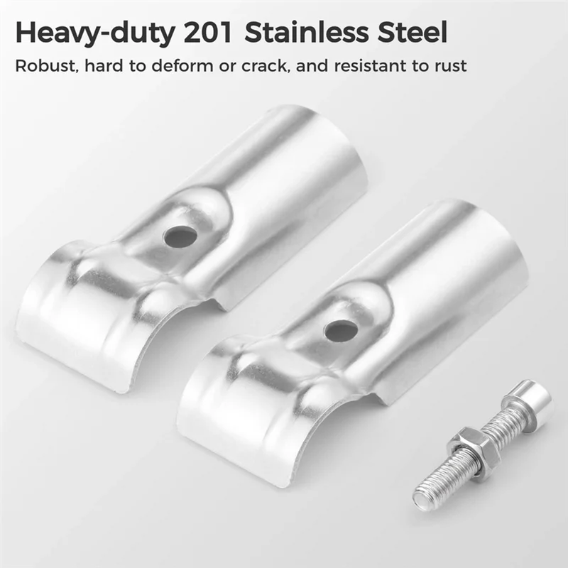 

MAKE-10 Packs T Pipe Clamps Heavy-Duty 201 Stainless Steel T Pipe Connectors Tee Chain Link Fence End Rails Clamps