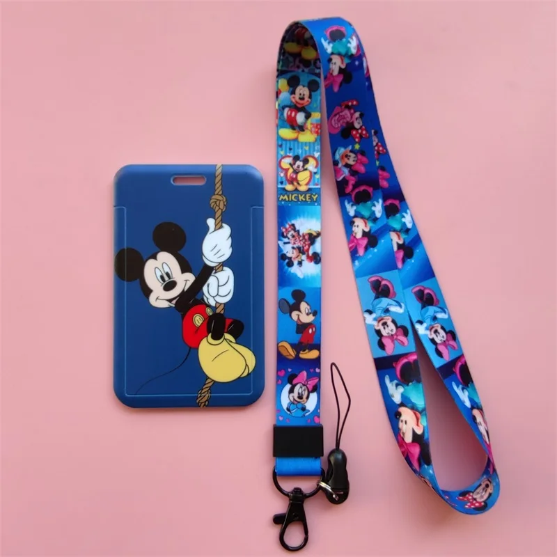 Disney Mickey Minnie Mouse Girls Sliding Lanyard ID Card Holders Badge Holders Hard Plastic Card Sleeves For Worker