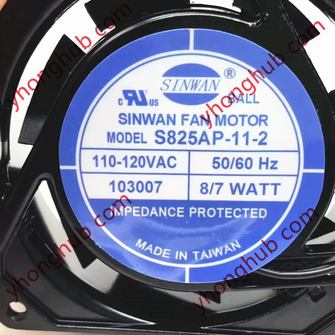 SINWAN S825AP-11-2 2 선 서버 냉각 선풍기, AC 120V, 8W, 80x80x25mm