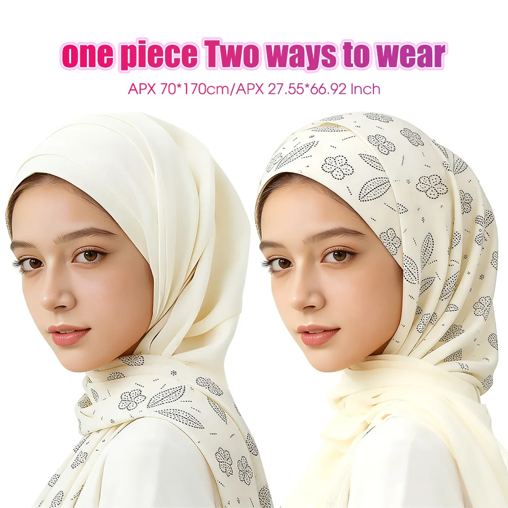 

26 цветов, универсальный платок-хиджаб, два способа ношения, мусульманская мода, естественная драпировка, 70x170 см, длинный шарф для исламских образов