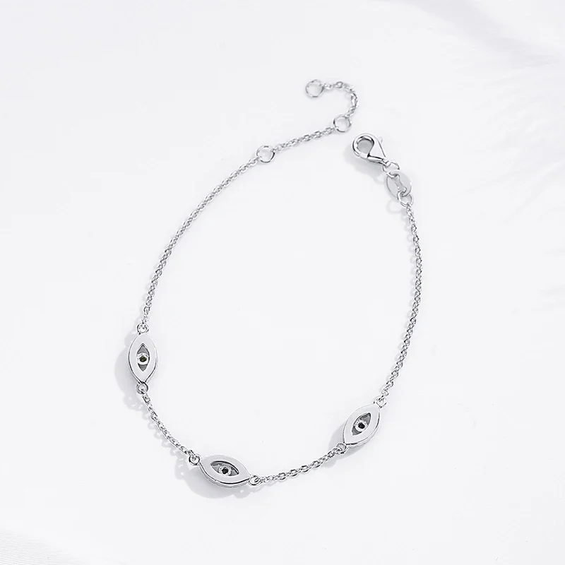 TONGZHE Lucky Evil Eye Bracciale con ciondolo in argento sterling 925 per donna Taglio lucido CZ Braccialetti regolabili Regalo di gioielli