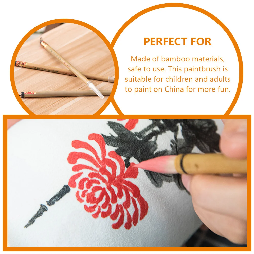 2Pcs Bamboo Art Brushes for Pottery Painting Tools Multi-Function Watercolor Brush Set Ergonomic Design Home Delineating