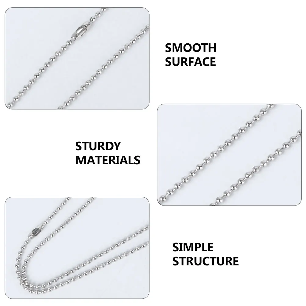 

10pcs Dog Tag Chain Pet Necklace Silver Stainless Steel Alloy Ball Chains Adjustable Long Term Use Non Allergic